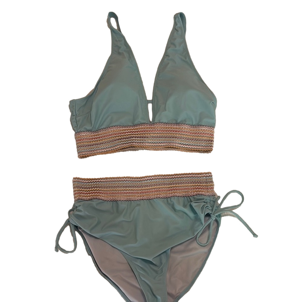 *BEST SELLER ON AMAZON* Blooming Jelly Teal High Waisted Bikini